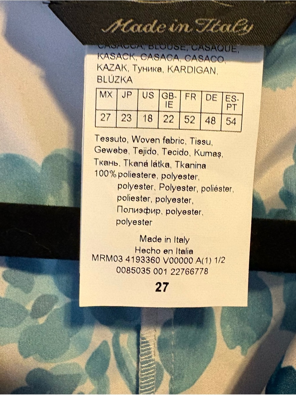 Marina Rinaldi Blue and White Floral Blouse - Picture 2 of 2